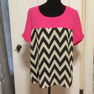 Tacera shirt. Large. Pink, white, and black.